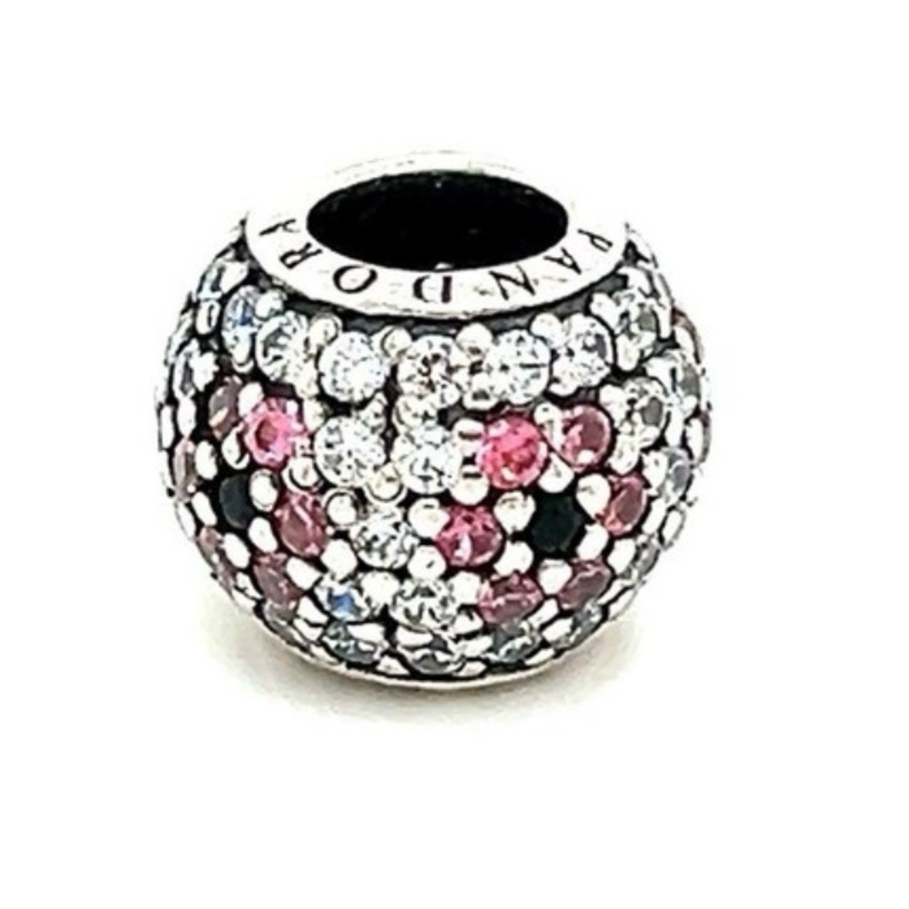 Authentic Pandora Retired Pave โShimmering Flowerโ S925 Ale Charm